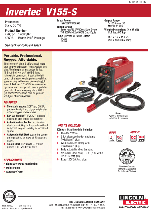 Lincoln Invertec V155S K26051 Millerwelds